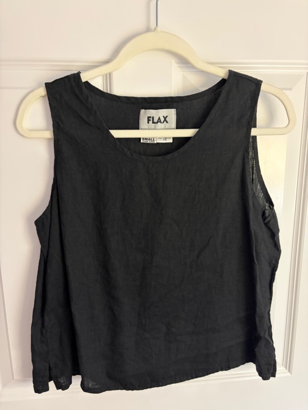 Flax Black Linen Scoop Neck Sleeveless Tank